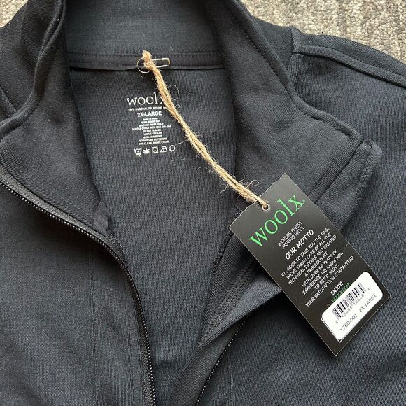 WoolX 100% Merino Wool Full Zip Sweater, Black, 2XL, NWT - Picture 11 of 11